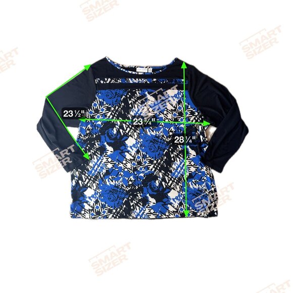 Susan Graver Womens Liquid Knit Tunic Top Size 2x Floral Long Sleeve Stretch - Picture 2 of 7